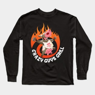 Crazy Guys Grill Cow Long Sleeve T-Shirt